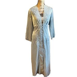 Vintage Valentino Intimo Womens M Robe Dressing Gown Satin Lace USA MADE 90s